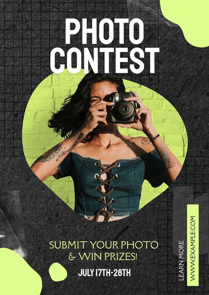 Photo contest poster template, editable text and design