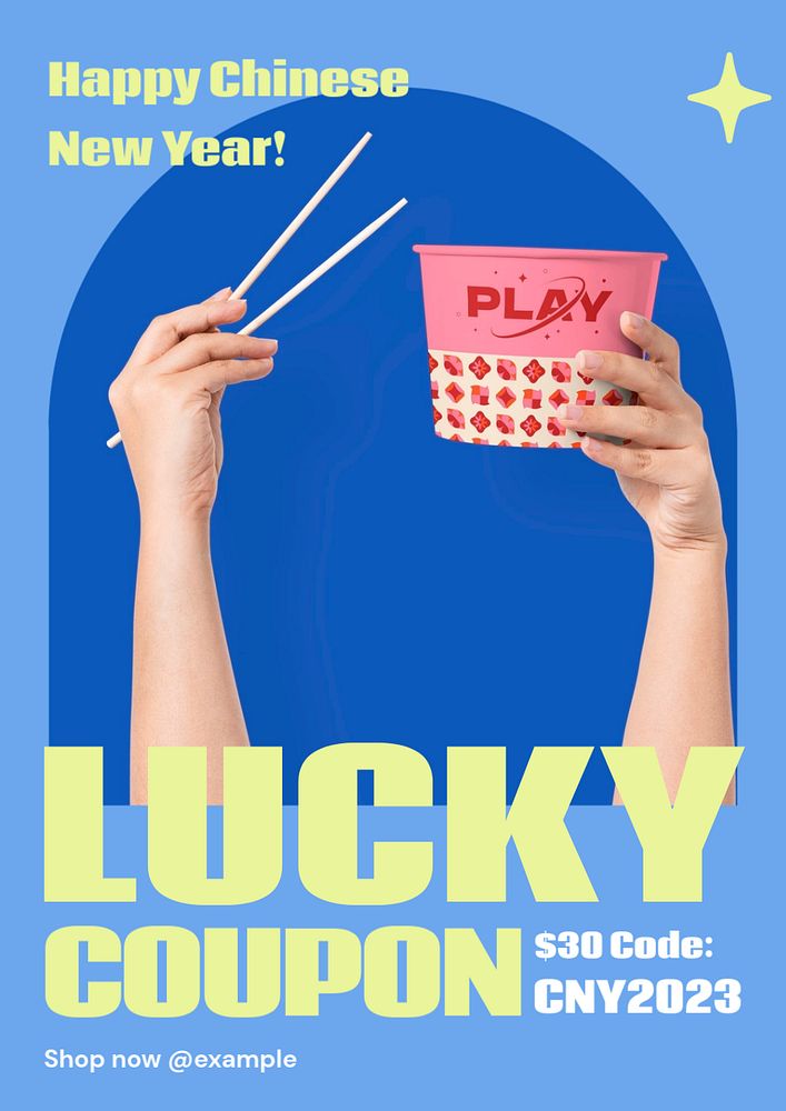 Lucky coupon poster template, editable text and design