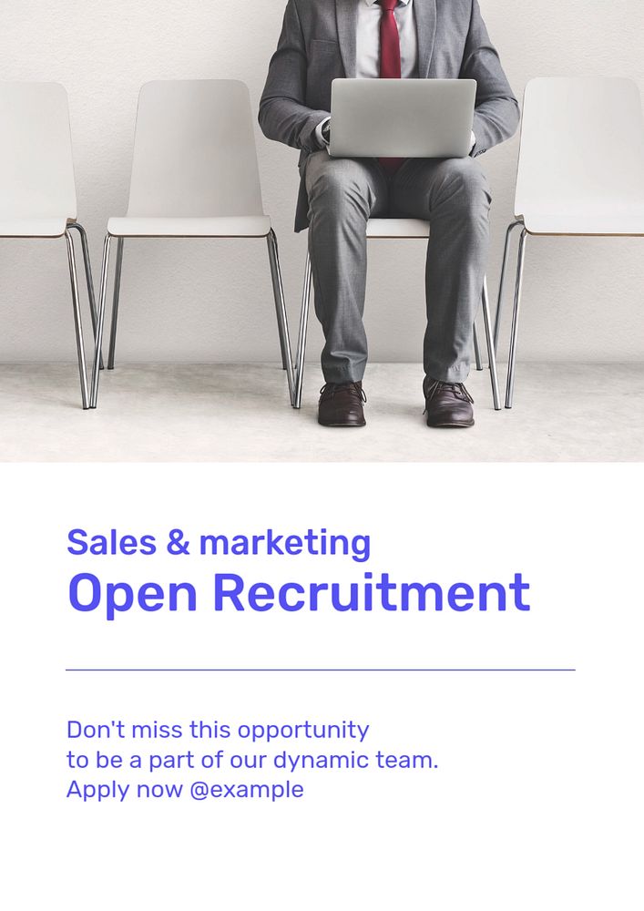 Open recruitment  poster template, editable text & design