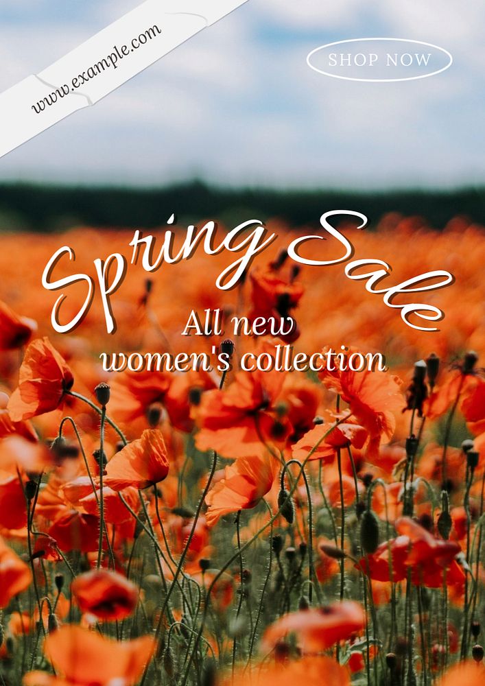 Spring sale poster template, editable text & design