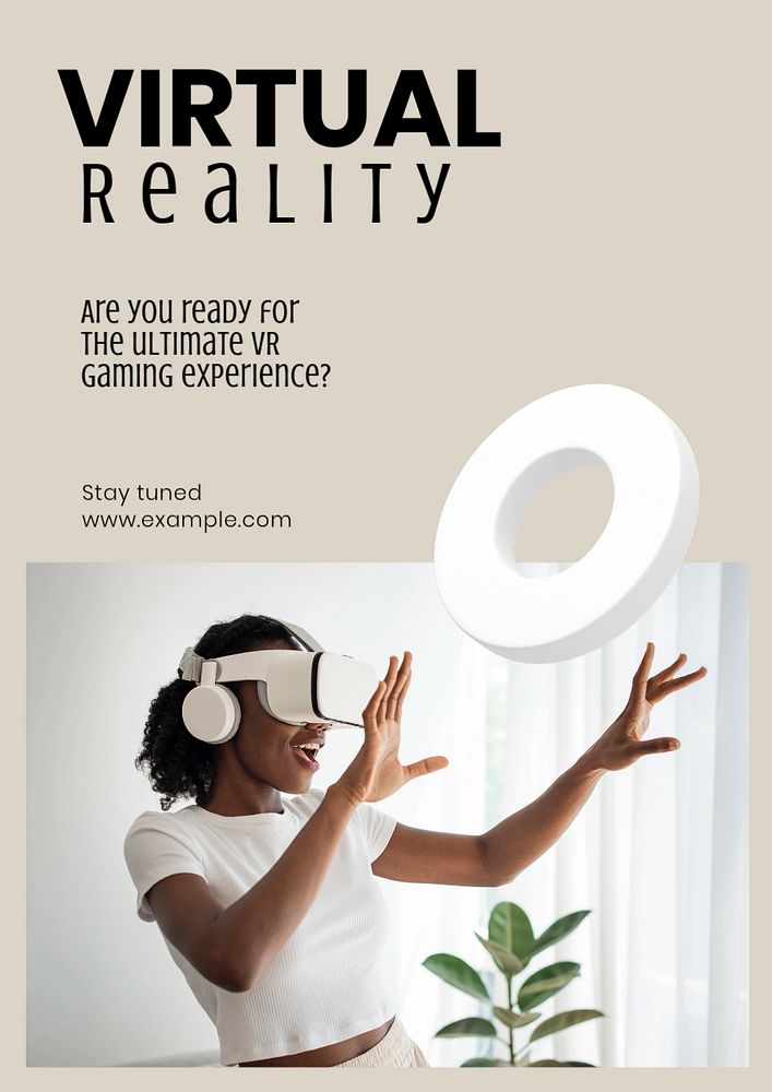 Virtual reality poster template, editable text and design