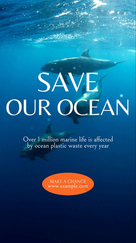 Save ocean Instagram story template, editable text