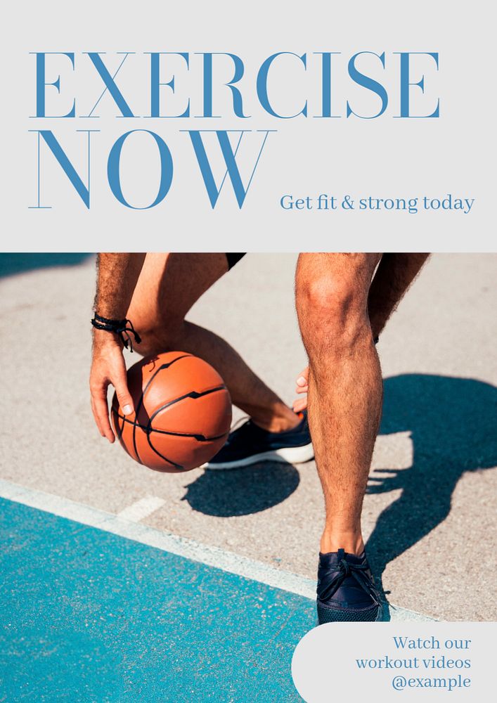 Exercise now  poster template, editable text & design