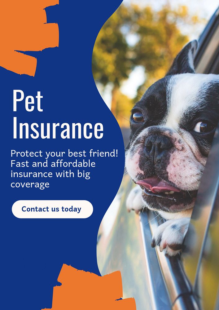 Pet insurance  poster template, editable text & design