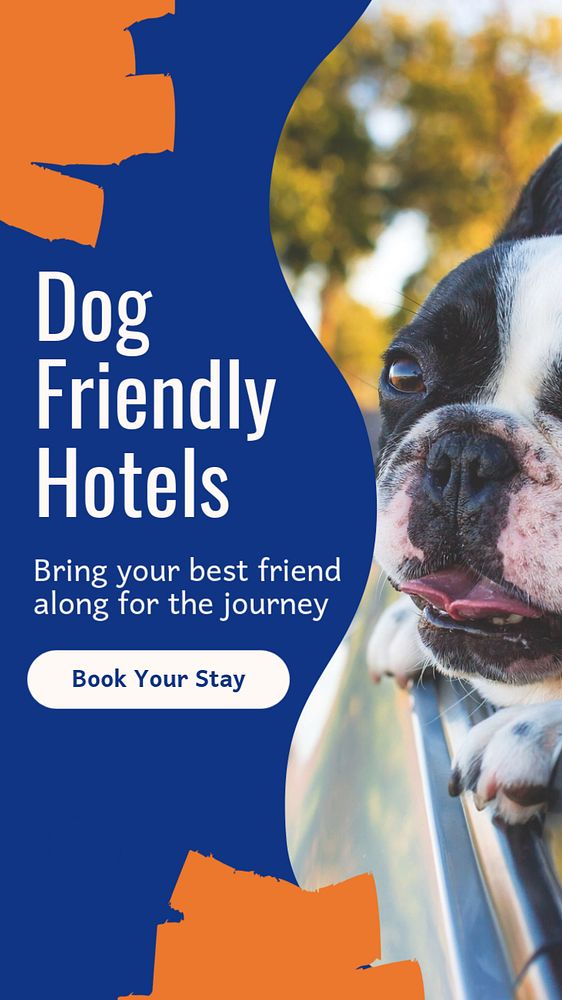 Dog friendly hotels  Instagram story template, editable text