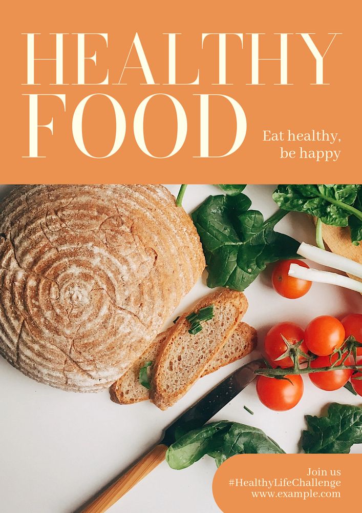 Healthy food  poster template, editable text & design