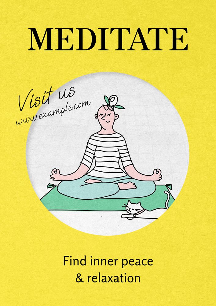 Meditate  poster template, editable text & design