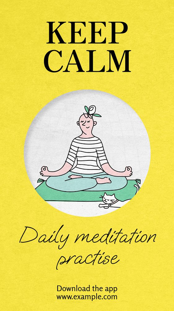 Daily meditation practice  Instagram story template, editable text