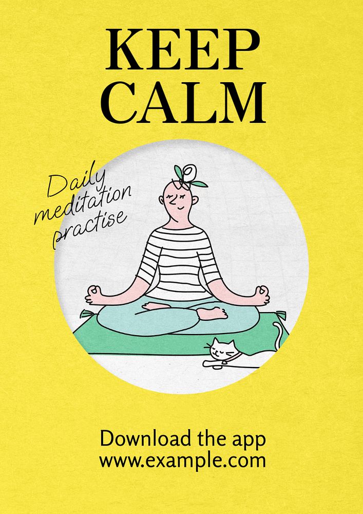 Daily meditation practice  poster template, editable text & design