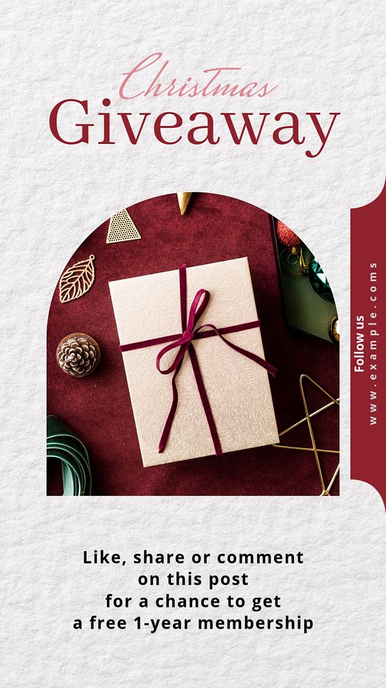 Christmas giveaway  Instagram story template, editable text