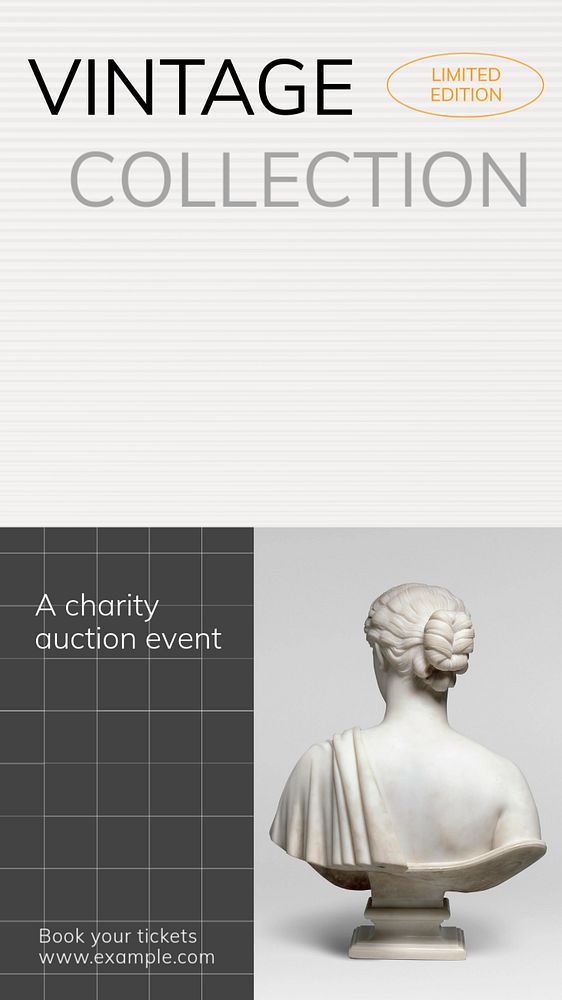 Vintage auction event  Instagram story template, editable text