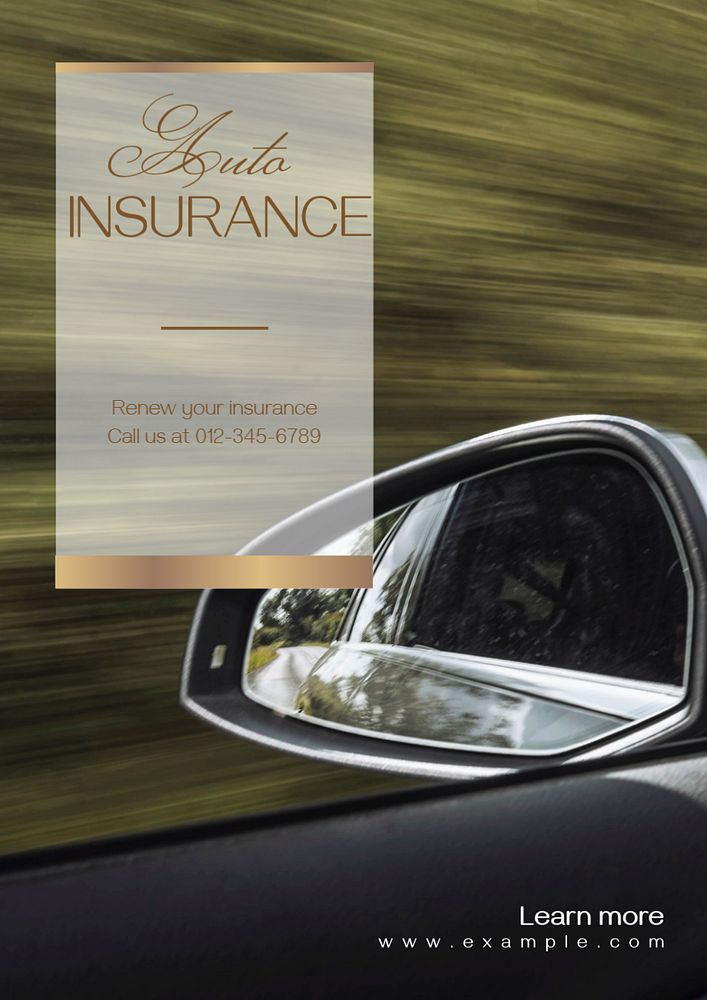 Auto insurance  poster template, editable text & design