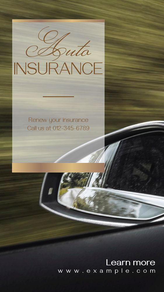 Auto insurance  Instagram story template, editable text