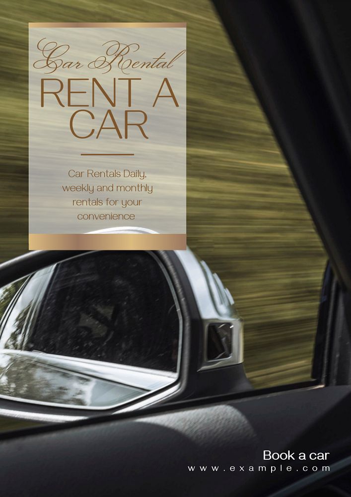 Rent a car  poster template, editable text & design