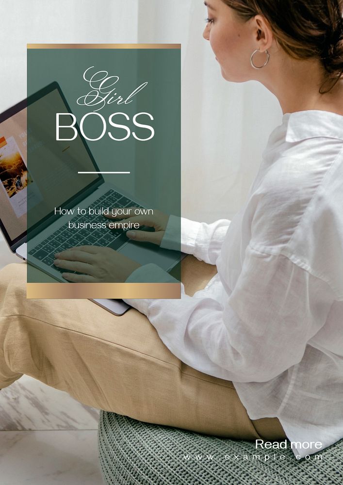 Girl boss  poster template, editable text & design