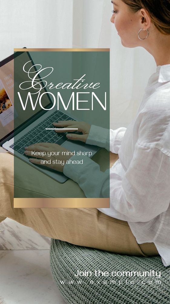 Creative woman  Instagram story template, editable text