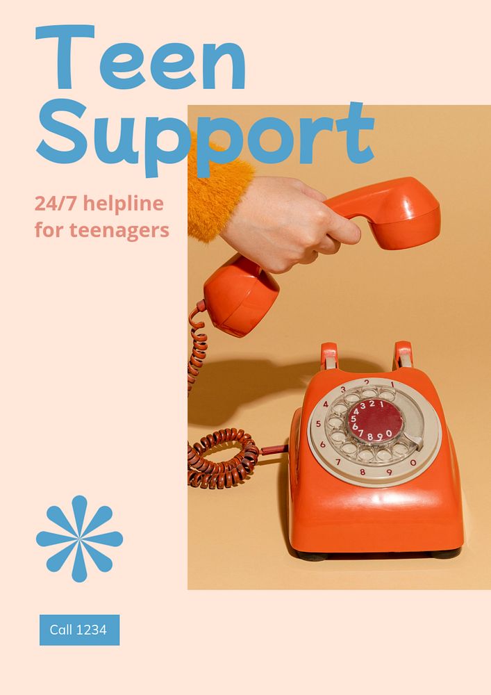 Teen support  poster template, editable text & design