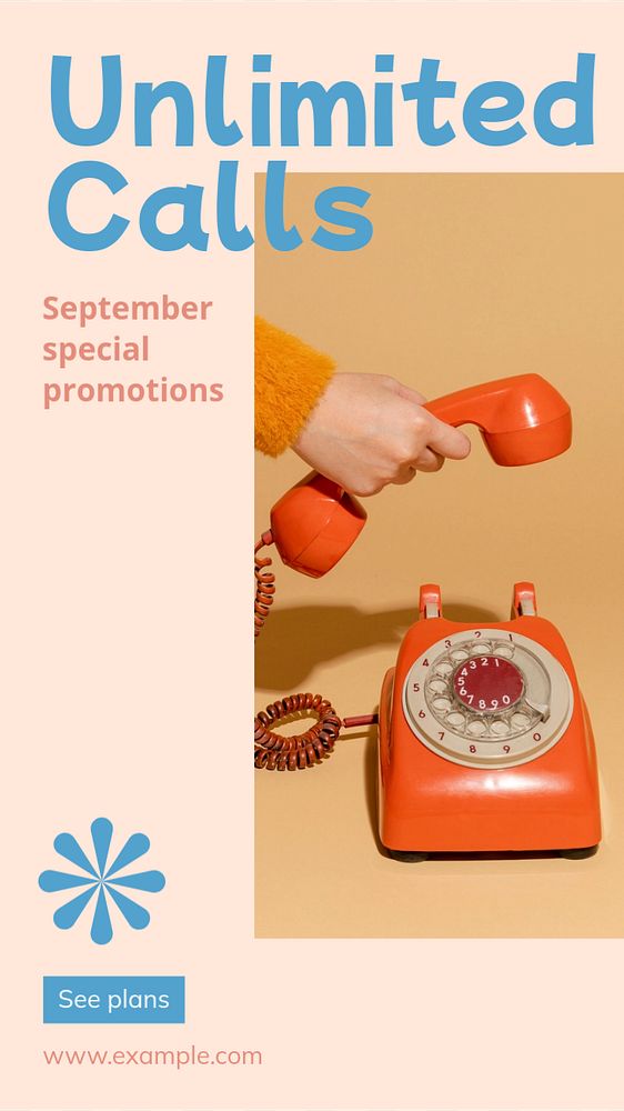 Unlimited calls  Instagram story template, editable text