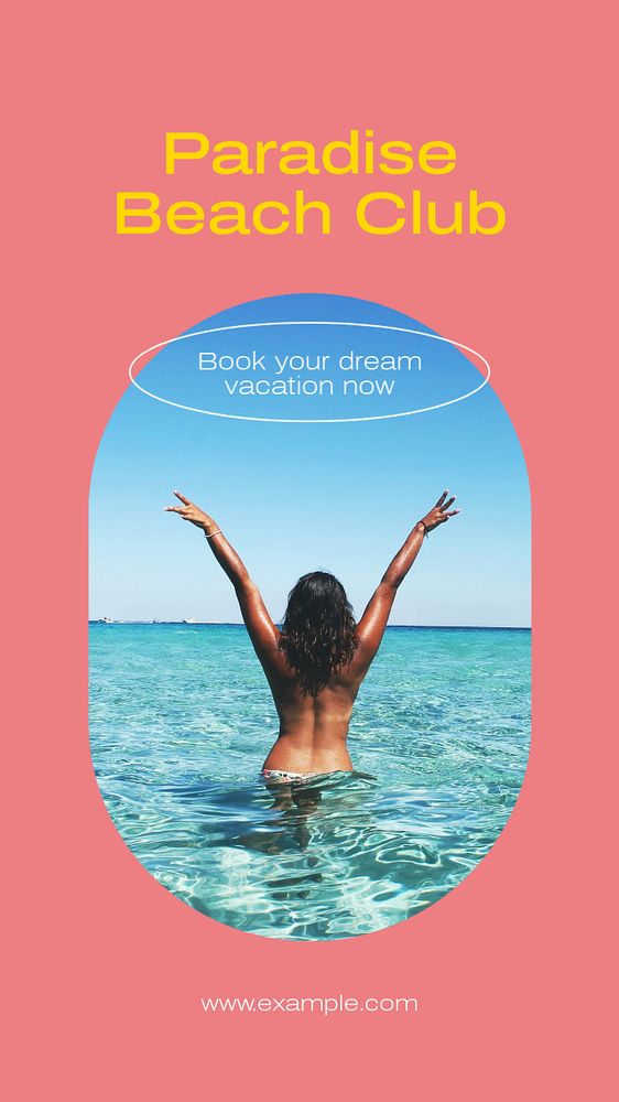 Paradise beach club  Instagram story template, editable text