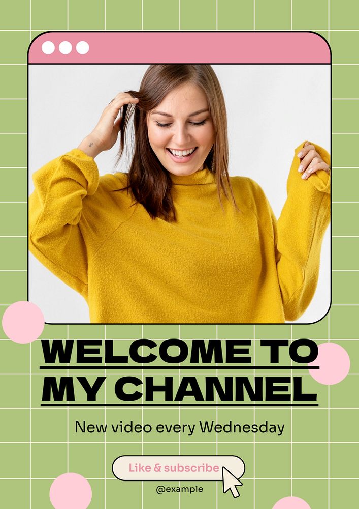 Welcome to my channel  poster template, editable text & design