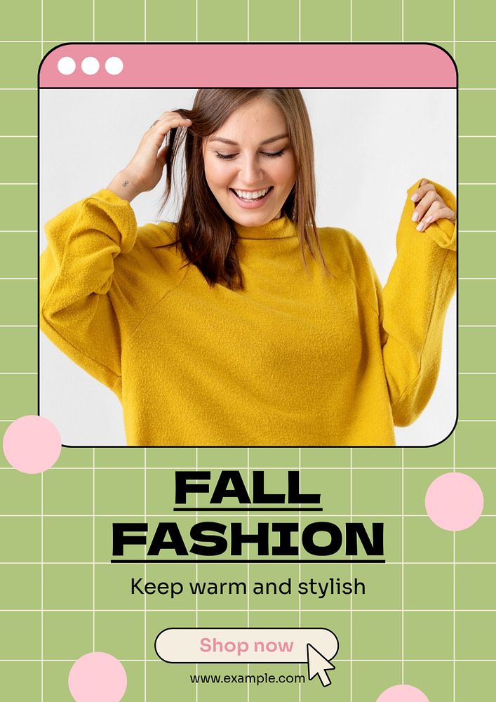 Fall fashion  poster template, editable text & design