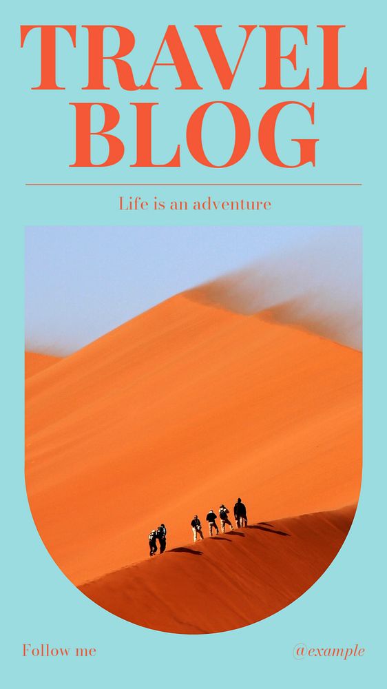 Travel blog  Instagram story template, editable text