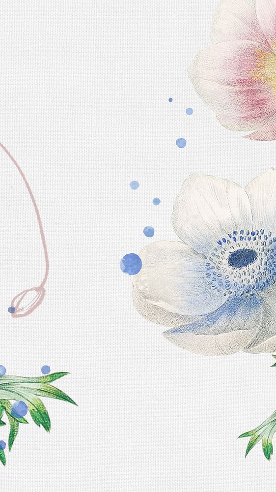 Vintage flower illustration android wallpaper, editable design