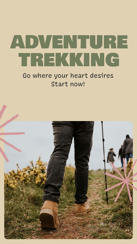 Adventure trekking  Instagram story template, editable text