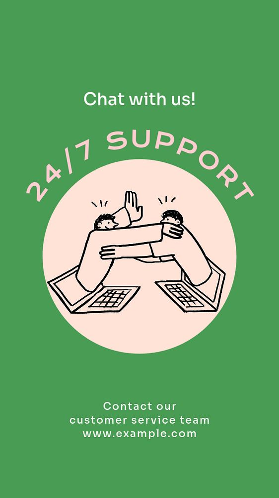 24/7 support  Instagram story template, editable text