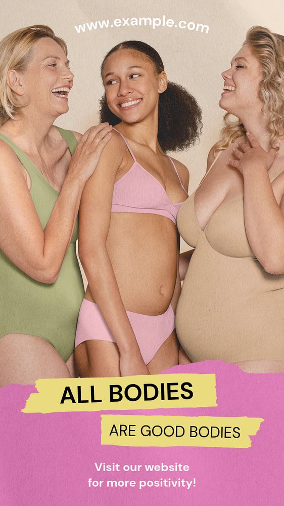 Body positivity  Instagram story template, editable text