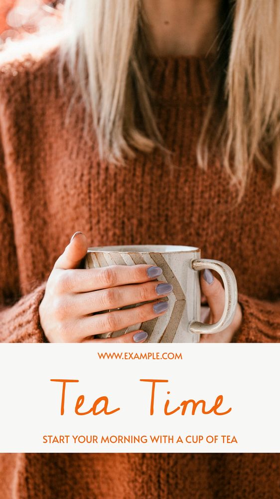 Tea time  Instagram story template, editable text