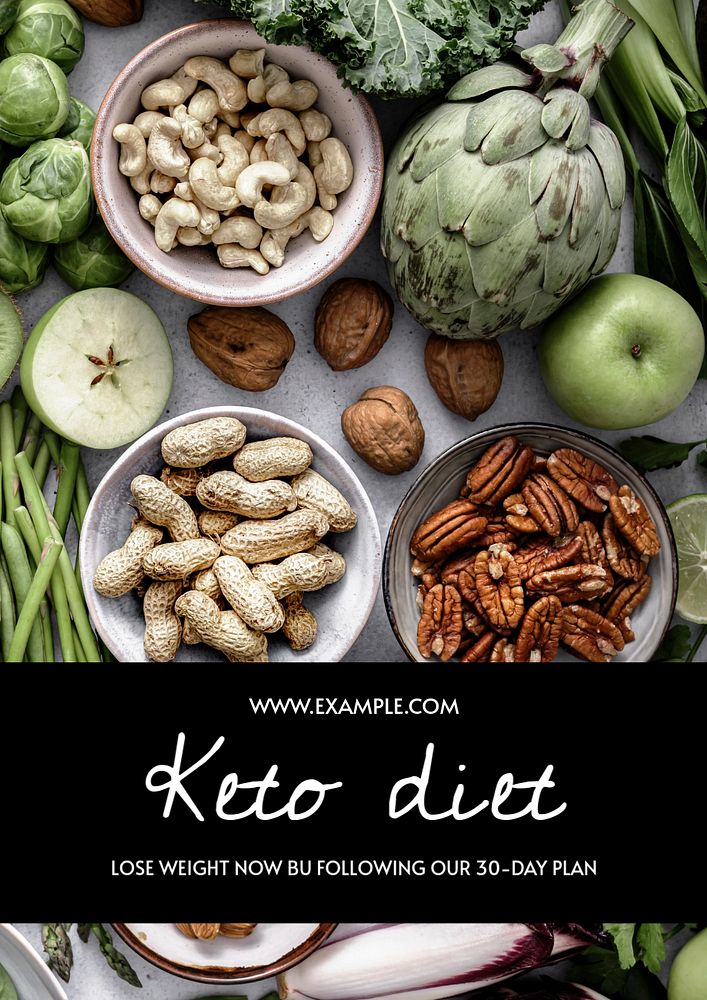 Keto diet  poster template, editable text & design