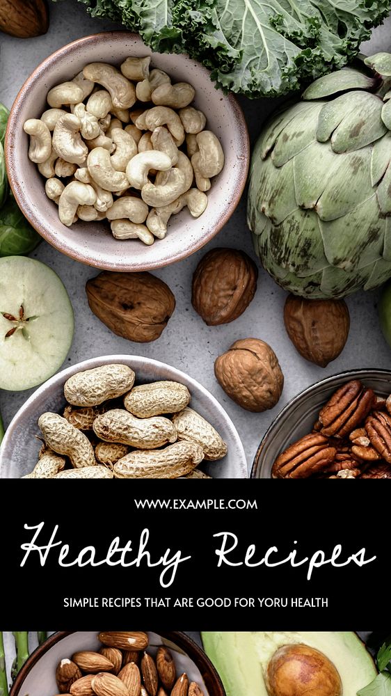 Healthy recipes  Instagram story template, editable text