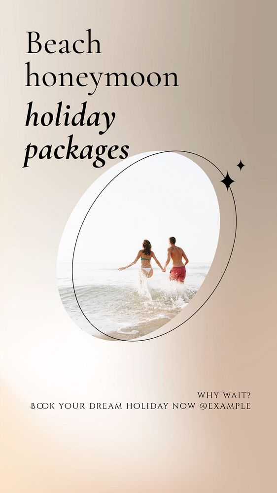 Beach honeymoon holiday  Instagram story template, editable text