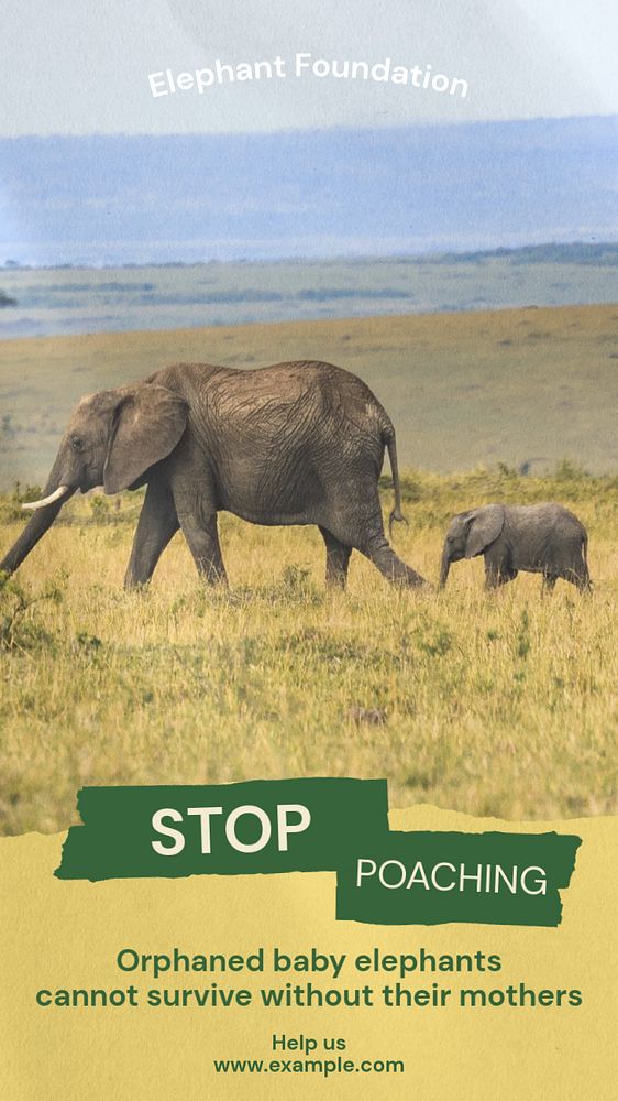 Stop poaching  Instagram story template, editable text