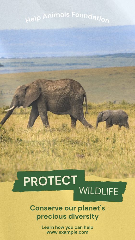 Protect wildlife  Instagram story template, editable text