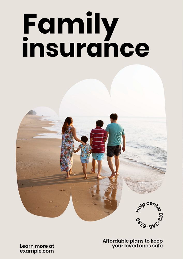 Family insurance poster template, editable text & design