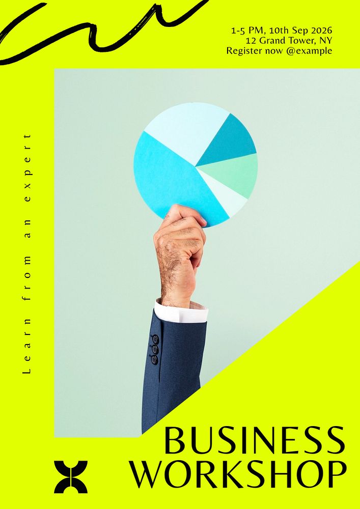 Business workshop poster template, editable text & design