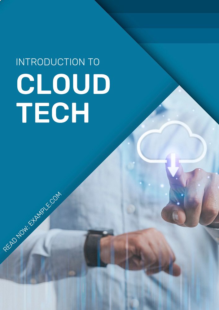 Cloud tech poster template, editable text & design