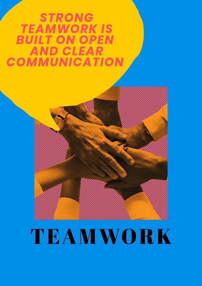 Teamwork poster template, editable text & design