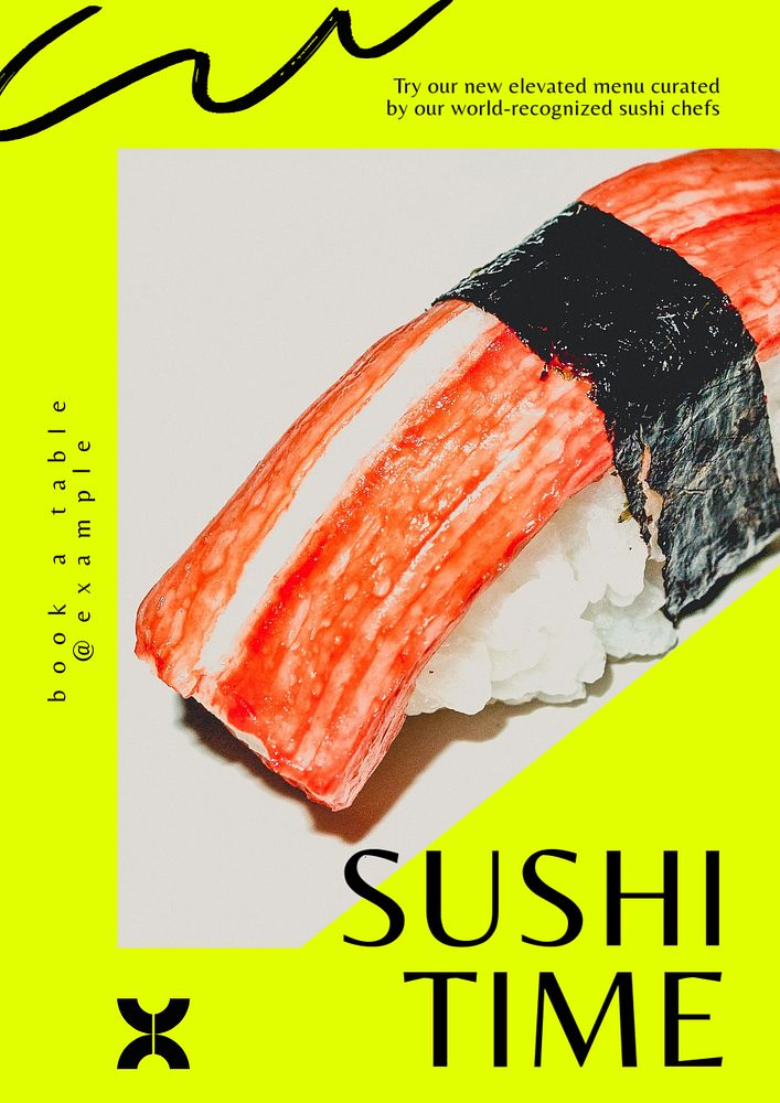 Sushi time poster template, editable text & design