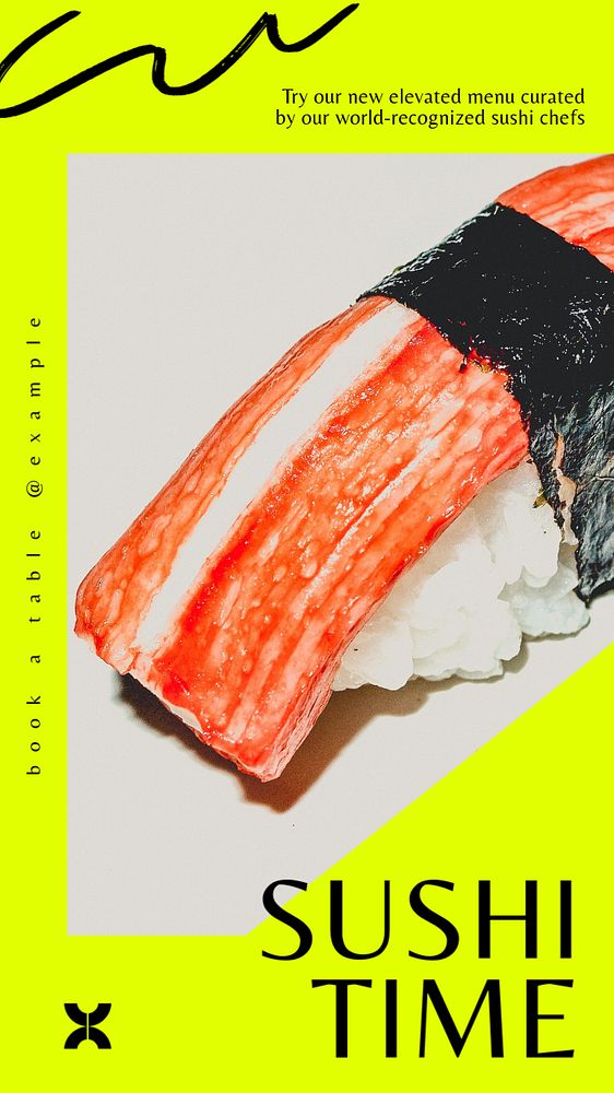 Sushi time Instagram story template, editable text