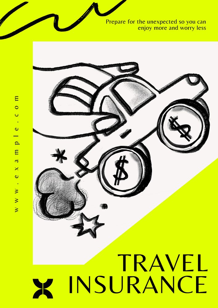 Travel insurance poster template, editable text & design