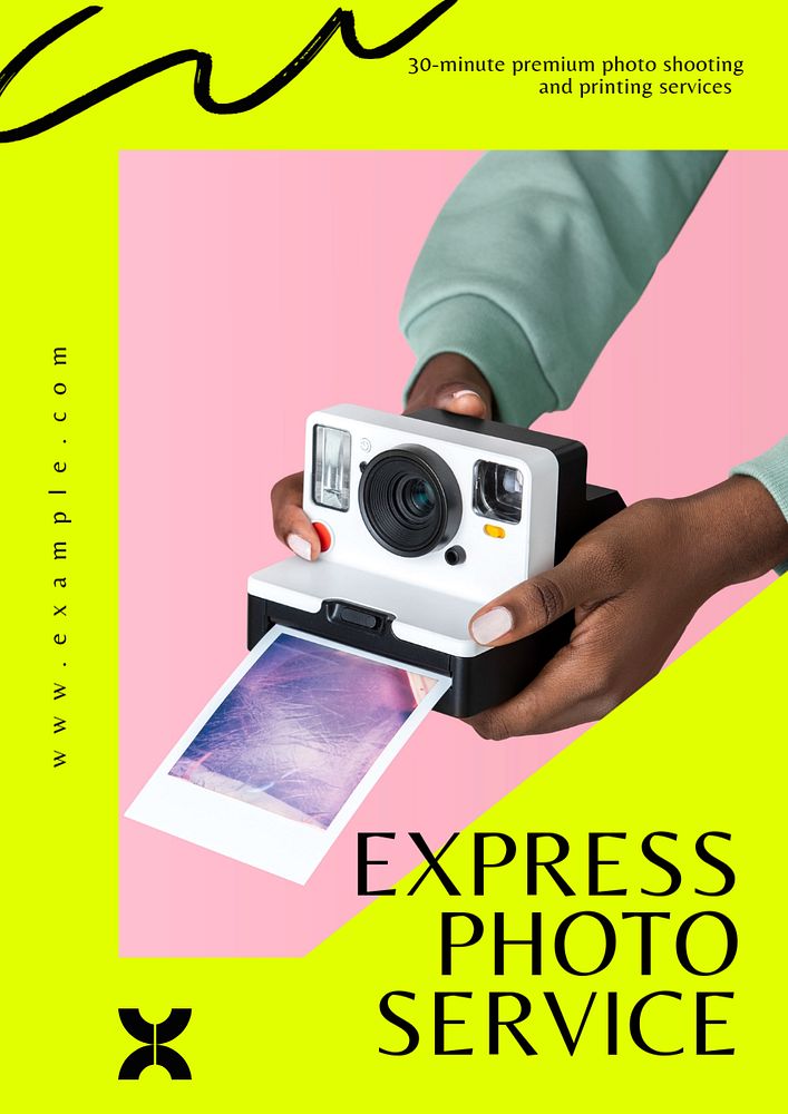 Express photo service poster template, editable text & design