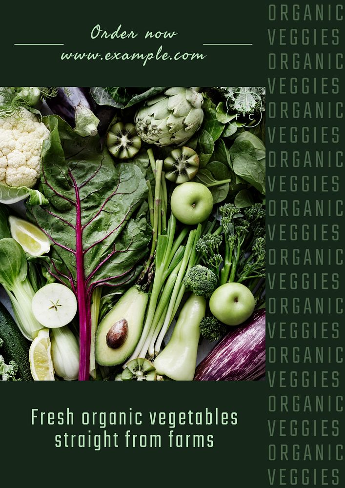 Organic veggies  poster template, editable text & design