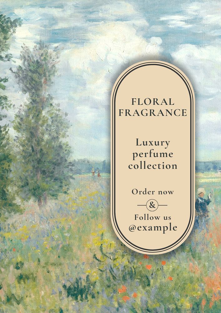 Floral fragrance poster template, editable text & design