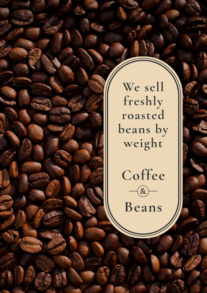 Coffee beans poster template, editable text & design