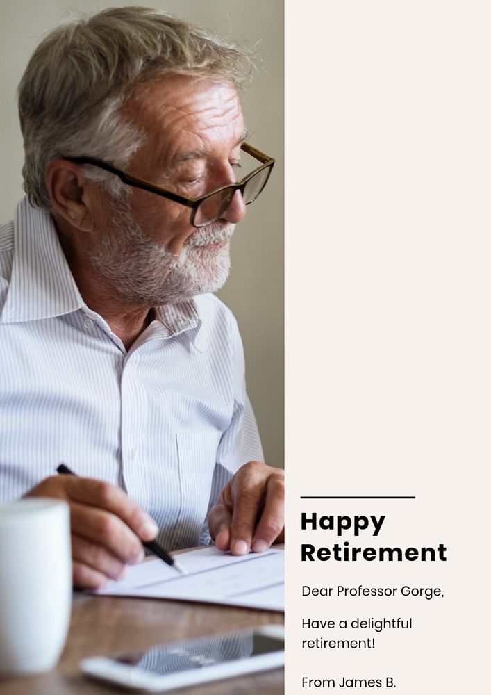 Happy retirement poster template, editable text & design