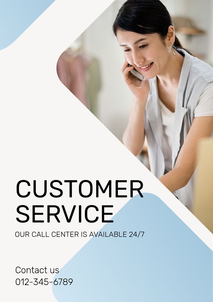 Customer service poster template, editable text & design