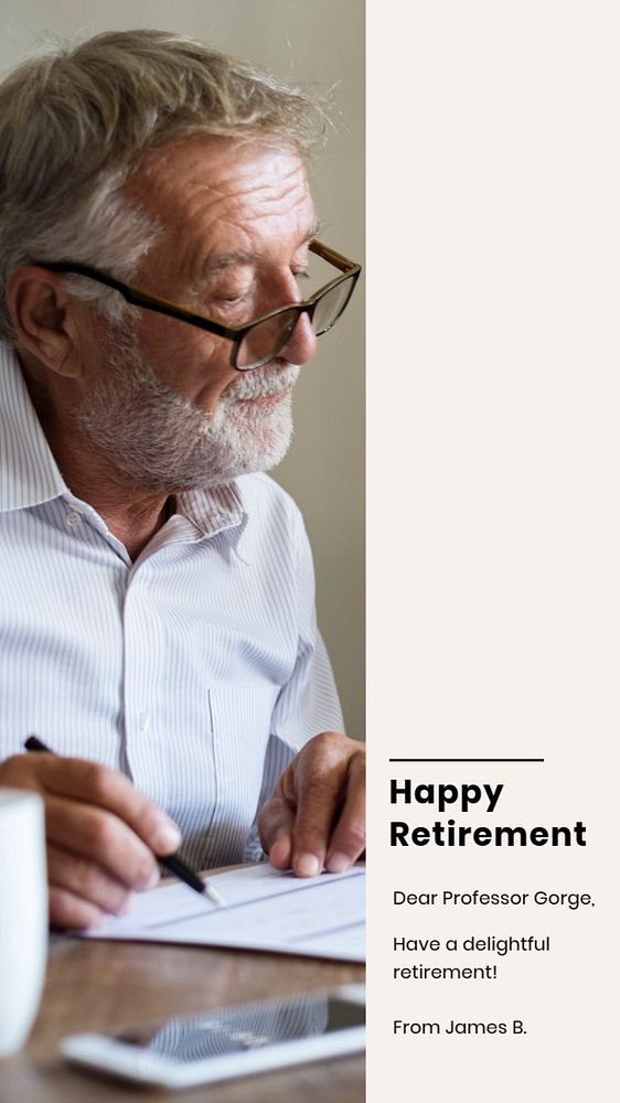 Happy retirement Instagram story template, editable text